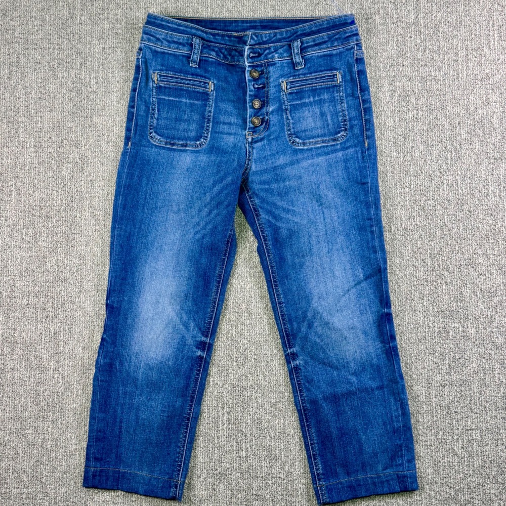Pilcro Anthropologie High-Rise Slim Jeans Women's‎ 28 Button Fly Utility Pockets